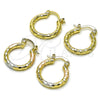 Oro Laminado Small Hoop, Gold Filled Style Diamond Cutting Finish, Tricolor, 02.213.0156.1.20