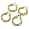 Oro Laminado Medium Hoop, Gold Filled Style Twist and Hollow Design, Polished, Tricolor, 02.170.0249.30