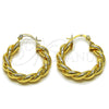 Oro Laminado Medium Hoop, Gold Filled Style Twist and Hollow Design, Matte Finish, Golden Finish, 02.170.0583.30