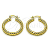Oro Laminado Medium Hoop, Gold Filled Style Diamond Cutting Finish, Golden Finish, 02.170.0242.30