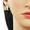 Oro Laminado Stud Earring, Gold Filled Style Butterfly Design, Polished, Golden Finish, 02.170.0587