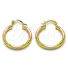Oro Laminado Small Hoop, Gold Filled Style Hollow Design, Diamond Cutting Finish, Tricolor, 02.213.0153.1.25