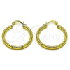 Oro Laminado Medium Hoop, Gold Filled Style Hollow Design, Diamond Cutting Finish, Golden Finish, 02.213.0261.30