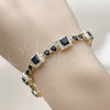 Oro Laminado Tennis Bracelet, Gold Filled Style Cluster Design, with Black and White Cubic Zirconia, Polished, Golden Finish, 03.266.0039.5.07