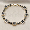 Oro Laminado Tennis Bracelet, Gold Filled Style Cluster Design, with Black and White Cubic Zirconia, Polished, Golden Finish, 03.266.0039.5.07