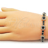 Oro Laminado Tennis Bracelet, Gold Filled Style Cluster Design, with Black and White Cubic Zirconia, Polished, Golden Finish, 03.266.0053.5.07