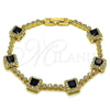 Oro Laminado Tennis Bracelet, Gold Filled Style Cluster Design, with Black and White Cubic Zirconia, Polished, Golden Finish, 03.266.0053.5.07
