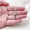 Oro Laminado Religious Pendant, Gold Filled Style Cross Design, Polished, Golden Finish, 05.213.0192
