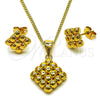 Oro Laminado Earring and Pendant Adult Set, Gold Filled Style Polished, Golden Finish, 10.342.0273