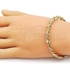 Oro Laminado Individual Bangle, Gold Filled Style Twist Design, Polished, Golden Finish, 07.282.0058 (06 MM Thickness, One size fits all)