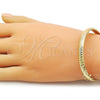 Oro Laminado Individual Bangle, Gold Filled Style Hollow Design, Diamond Cutting Finish, Golden Finish, 07.282.0063.04 (Thickness, Size 4 (2.25 Diameter))