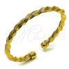 Oro Laminado Individual Bangle, Gold Filled Style Twist and Greek Key Design, Polished, Golden Finish, 07.282.0065 (05 MM Thickness, One size fits all)