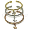 Oro Laminado Trio Bangle, Gold Filled Style Butterfly Design, with White Cubic Zirconia, Polished, Tricolor, 07.282.0070 (Thickness, One size fits all)