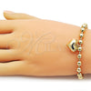 Oro Laminado Fancy Bracelet, Gold Filled Style Heart and Ball Design, Polished, Golden Finish, 03.282.0011.07