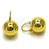 Oro Laminado Dangle Earring, Gold Filled Style Ball Design, Polished, Golden Finish, 02.282.0092