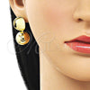 Oro Laminado Dangle Earring, Gold Filled Style Ball Design, Polished, Golden Finish, 02.282.0097