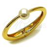 Oro Laminado Individual Bangle, Gold Filled Style Ball Design, with Ivory Pearl, Polished, Golden Finish, 07.307.0063.05
