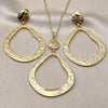 Oro Laminado Earring and Pendant Adult Set, Gold Filled Style Teardrop Design, Polished, Golden Finish, 10.379.0098