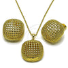 Oro Laminado Earring and Pendant Adult Set, Gold Filled Style Polished, Golden Finish, 10.379.0106