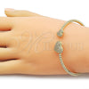 Oro Laminado Individual Bangle, Gold Filled Style Heart Design, with White Cubic Zirconia, Polished, Golden Finish, 07.237.0003