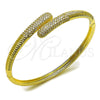 Oro Laminado Individual Bangle, Gold Filled Style with White Micro Pave, Polished, Golden Finish, 07.237.0004.04