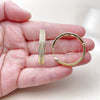 Oro Laminado Huggie Hoop, Gold Filled Style Filigree Design, with White Micro Pave, Polished, Golden Finish, 02.237.0037.30