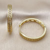 Oro Laminado Huggie Hoop, Gold Filled Style Filigree Design, with White Micro Pave, Polished, Golden Finish, 02.237.0037.30