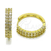 Oro Laminado Huggie Hoop, Gold Filled Style with White Cubic Zirconia, Polished, Golden Finish, 02.237.0041.25