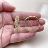 Oro Laminado Huggie Hoop, Gold Filled Style Filigree Design, with White Cubic Zirconia, Polished, Golden Finish, 02.204.0064.30