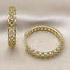 Oro Laminado Huggie Hoop, Gold Filled Style Filigree Design, with White Cubic Zirconia, Polished, Golden Finish, 02.204.0064.30