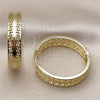 Oro Laminado Huggie Hoop, Gold Filled Style Greek Key Design, Polished, Golden Finish, 02.237.0044.35