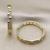 Oro Laminado Huggie Hoop, Gold Filled Style with White Micro Pave, Polished, Golden Finish, 02.237.0052.30