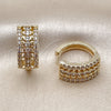 Oro Laminado Huggie Hoop, Gold Filled Style with White Cubic Zirconia, Polished, Golden Finish, 02.266.0065.18
