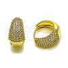 Oro Laminado Huggie Hoop, Gold Filled Style with White Cubic Zirconia, Polished, Golden Finish, 02.283.0365.20