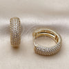 Oro Laminado Huggie Hoop, Gold Filled Style with White Micro Pave, Polished, Golden Finish, 02.283.0366.20