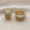 Oro Laminado Huggie Hoop, Gold Filled Style with White Cubic Zirconia, Polished, Golden Finish, 02.283.0373.18