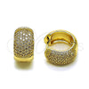 Oro Laminado Huggie Hoop, Gold Filled Style with White Cubic Zirconia, Polished, Golden Finish, 02.283.0373.18