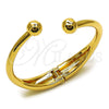 Oro Laminado Individual Bangle, Gold Filled Style Ball Design, Polished, Golden Finish, 07.215.0034