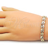 Oro Laminado Solid Bracelet, Gold Filled Style Four-leaf Clover Design, Diamond Cutting Finish, Golden Finish, 03.213.0406.07 (Thickness, 8 Inches Length)