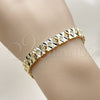 Oro Laminado Solid Bracelet, Gold Filled Style Heart Design, Diamond Cutting Finish, Golden Finish, 03.213.0407.07