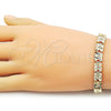 Oro Laminado Solid Bracelet, Gold Filled Style Heart Design, Diamond Cutting Finish, Golden Finish, 03.213.0407.07 (Thickness, 7 Inches Length)