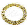 Oro Laminado Solid Bracelet, Gold Filled Style Heart Design, Diamond Cutting Finish, Golden Finish, 03.213.0407.07 (Thickness, 7 Inches Length)