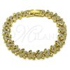 Oro Laminado Solid Bracelet, Gold Filled Style Heart Design, Diamond Cutting Finish, Golden Finish, 03.213.0398.1.07 (Thickness, 7 Inches Length)