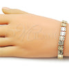 Oro Laminado Solid Bracelet, Gold Filled Style Heart Design, Diamond Cutting Finish, Golden Finish, 03.213.0408.07
