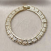 Oro Laminado Solid Bracelet, Gold Filled Style Heart Design, Diamond Cutting Finish, Golden Finish, 03.213.0408.07 (Thickness, 7 Inches Length)