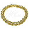 Oro Laminado Solid Bracelet, Gold Filled Style Heart Design, Diamond Cutting Finish, Golden Finish, 03.213.0409.07