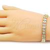 Oro Laminado Solid Bracelet, Gold Filled Style Heart Design, Diamond Cutting Finish, Golden Finish, 03.213.0399.1.07