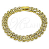 Oro Laminado Solid Bracelet, Gold Filled Style Heart Design, Diamond Cutting Finish, Golden Finish, 03.213.0399.1.07