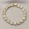 Oro Laminado Solid Bracelet, Gold Filled Style Heart Design, Diamond Cutting Finish, Golden Finish, 03.213.0393.1.07 (09 MM Thickness, 7 Inches Length)