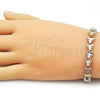 Oro Laminado Solid Bracelet, Gold Filled Style Heart Design, Diamond Cutting Finish, Tricolor, 03.196.0027.07 (Thickness, 7 Inches Length)